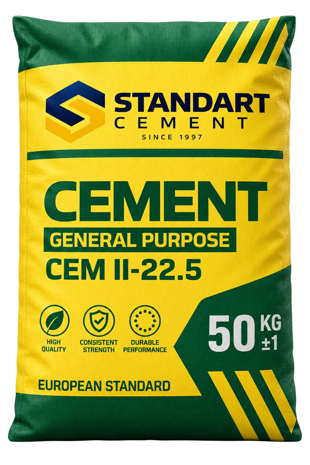 STANDART CEMENT-ის ცემენტის ტომარა, CEM II-22.5 / 50 კგ